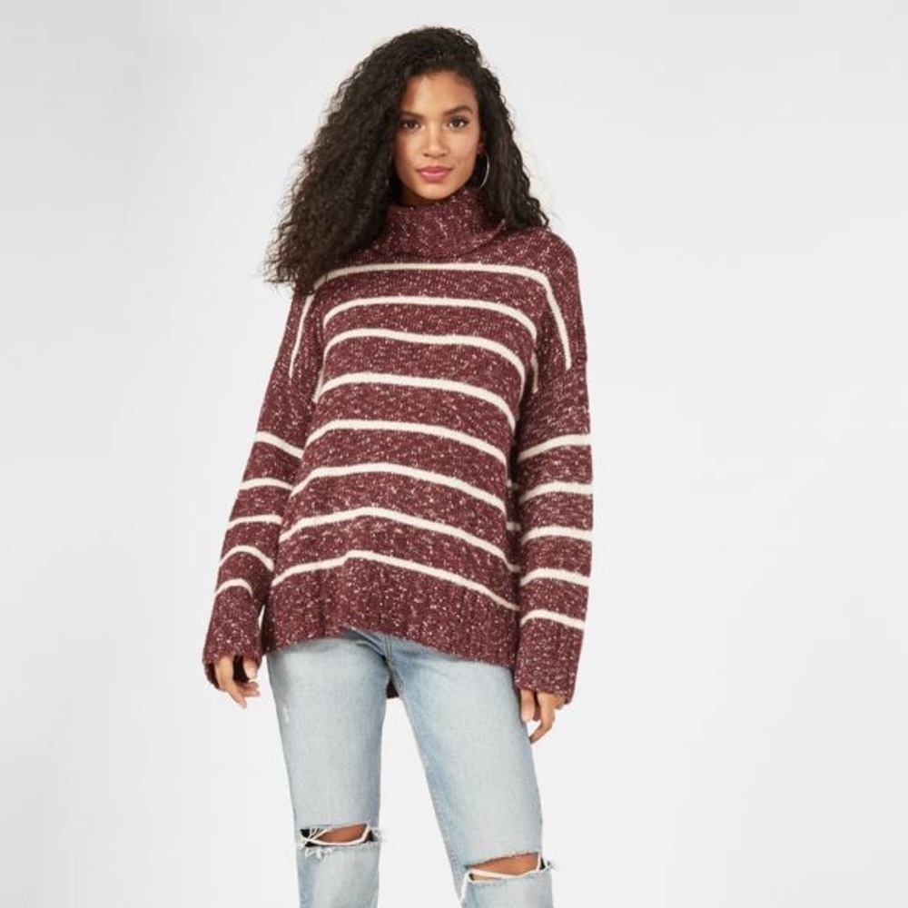 JustFab Stripe Turtleneck Tunic